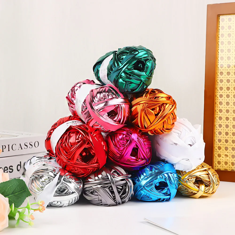 

100M/roll Metallic T-Shirt Yarn Handmade Bag Blanket Shiny Knitting Crochet Yarn for Crocheting Beginners DIY Keychains Cushion