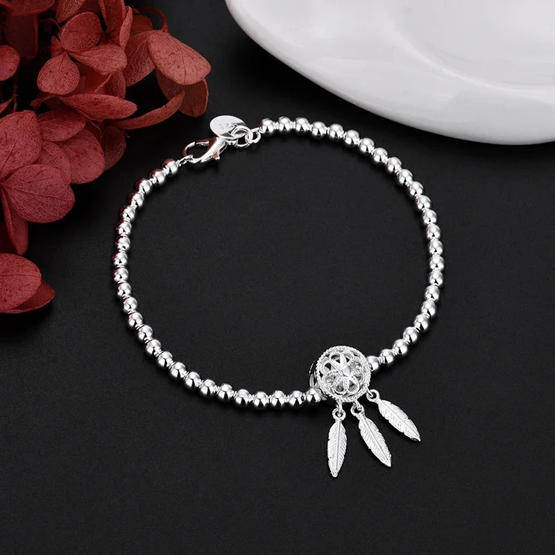 Original Designer-Schmuckset aus 925er Sterlingsilber, wunderschönes Traumfänger-Halsketten-Ohrringe-Armband-Set für Damen, modische Geschenke – Detail 2