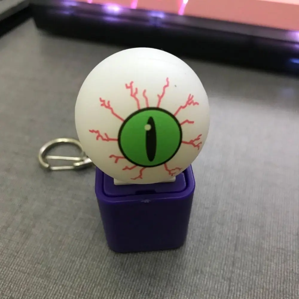 Halloween Ghost Eyeball Keyboard Keychain Electronic Luminous Mechanical Keyboard Keychain Press Voice Fingertip Button Key Ring