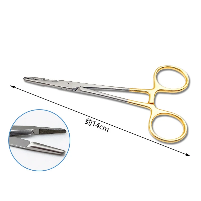 คีมจับเข็ม คีมเสริมความงาม ด้ามจับสีทอง มัลติฟังก์ชั่น พร้อมกรรไกร 12.5 ซม.14 ซม