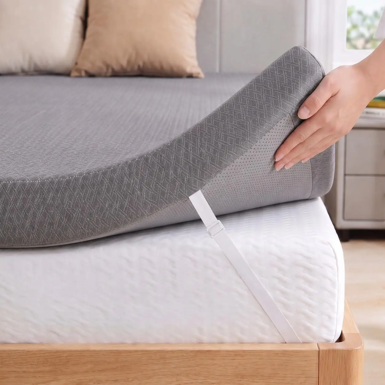 Mattress Topper Twin XL - 3 inch Gel Infused Memory Foam XL Twin Mattress Toppers with Washable Cover,Bed Toppers for College Dorm,Gray