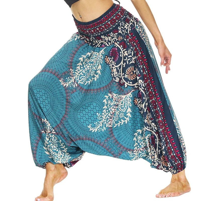 

One Size Fits Most Drop Crotch Harem Pants,Gypsy Boho Baggy Pants Hippie Harem Pants for Women Yoga Pilates Aladdin Pants