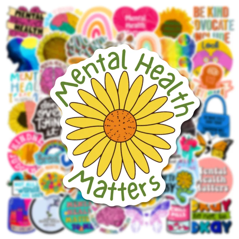 10/50Pcs New Mental Health Awareness Sticker Luggage Laptop Scooter Water Cup Inspirational Psychotherapy Sticker Toy Wholesale