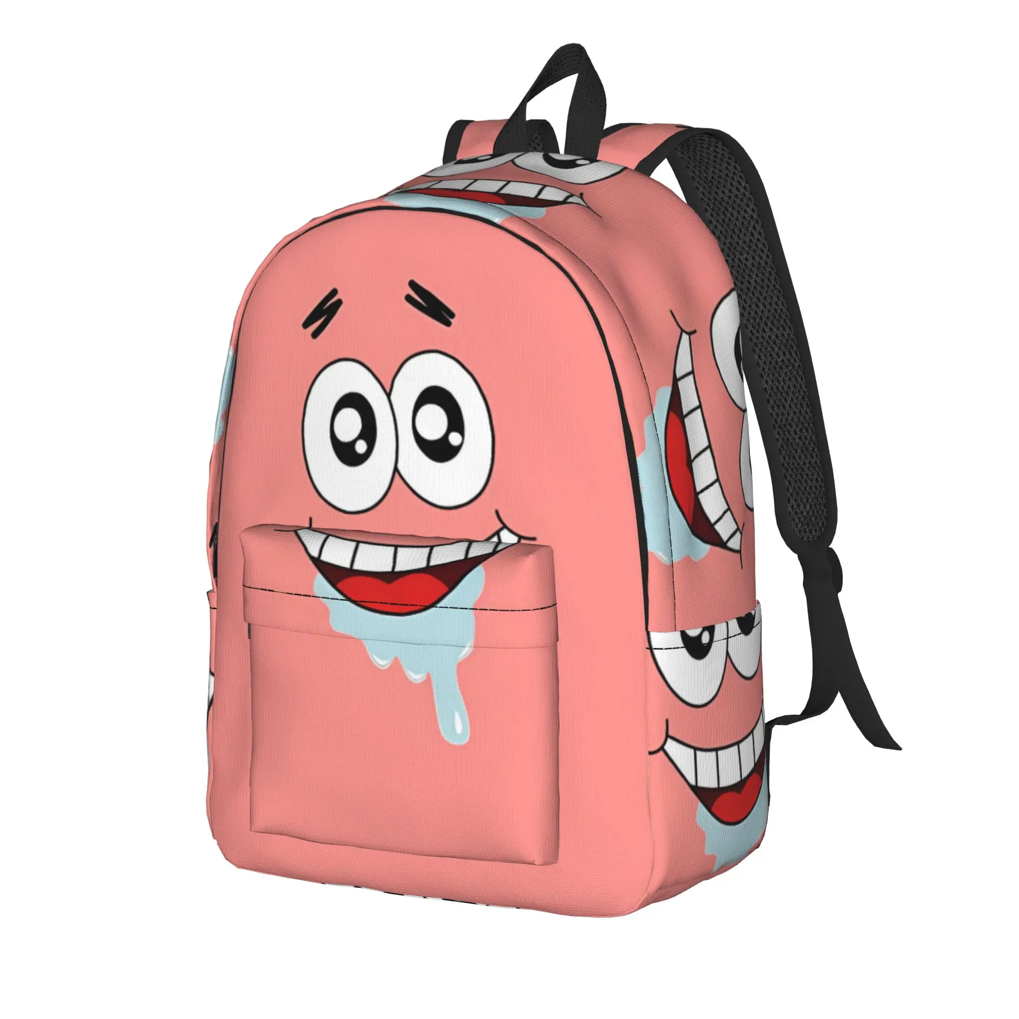 S-SpongeBobed Pink Gradient Patrick Face Backpack  Kawaii Backpacks Women Men College Pattern High School Bags Design Rucksack
