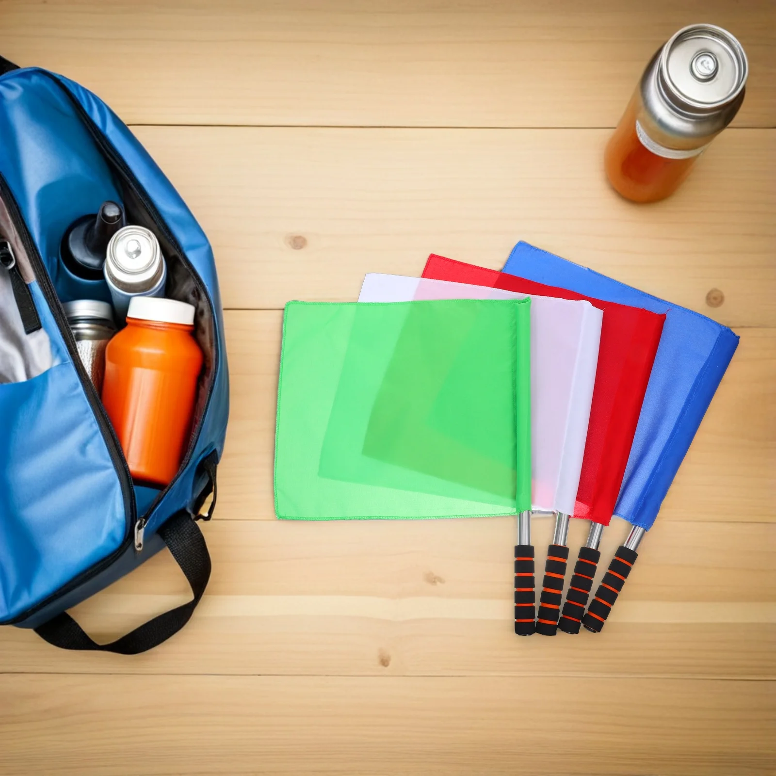 4개 트랙 경기 신호 깃발 스펀지 손잡이 심판 깃발 내구성 스테인리스 스틸 축구 배구 스포츠 심판 장비