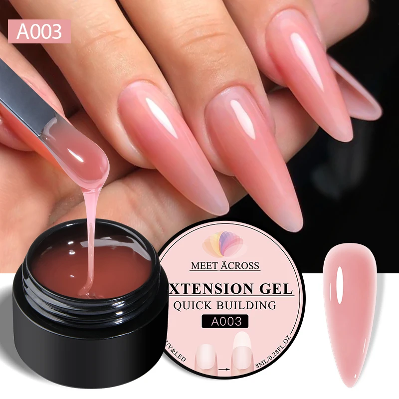 

MEET ACROSS 8ml Nude Pink Quick Extension Nail Gel Polish Long Lasting Colorful Semi Permanent UV Gel Vernis Nail Art Design