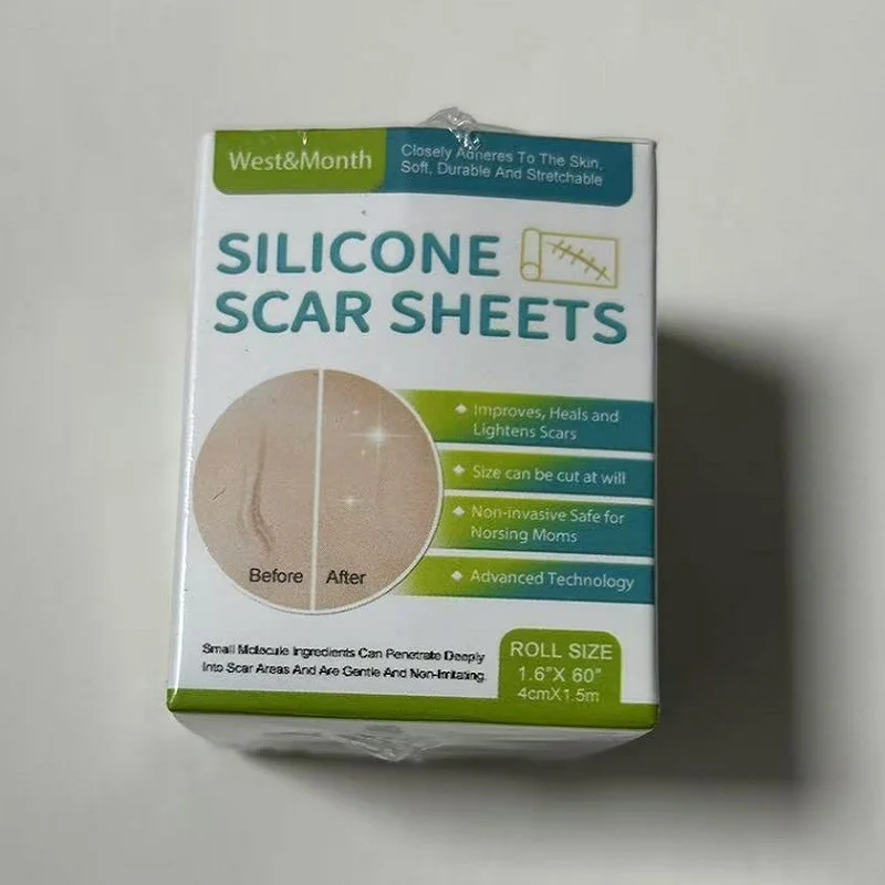 1 Roll Silicone Scar Sheets , 4cmX150cm Self-Adhesive Scar Cover Tape Reusable and Effective Skin Care Strips