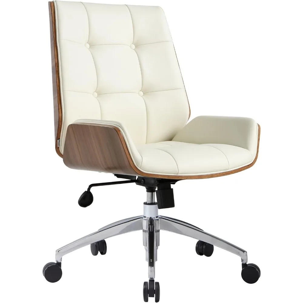 

Executive Office Desk Chair with Wheels, Comfy Heavy Duty Computer Desk Chair with Adjustable Height, Mid Century Modern Swivel