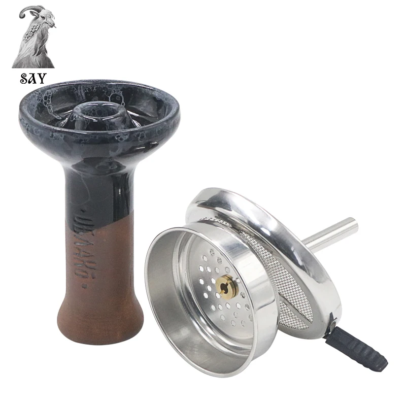 Hookah Ceramic Bowls Charcoal Tobacco Holder Heat Management System Stainless Steel Chicha Keeper Shisha Accessories