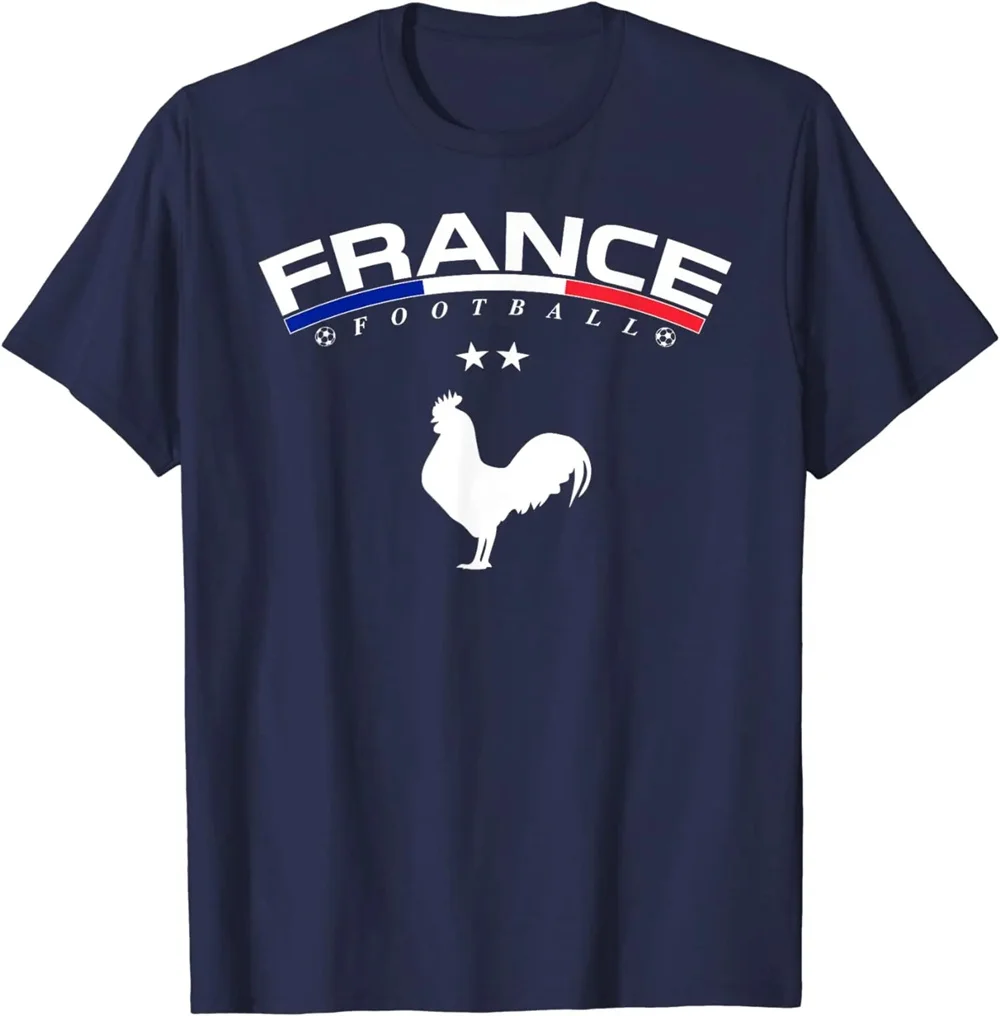 National France Flag Cock French Football Soccer Team Men\'s T-Shirt Casual Cotton Daily Tpos Oversized Sports T Shirt for Men