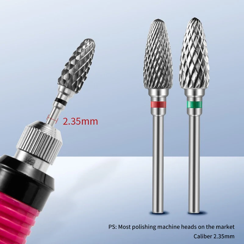 Brocas de acero de tungsteno para manicura y pedicura, cabezal de pulido, lijadora, herramienta de pulido de cutícula eléctrica dorada