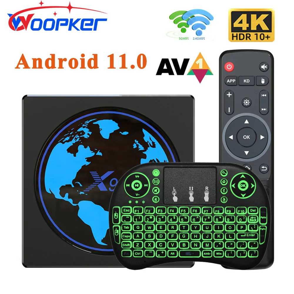 Woopker Smart TV Box X98 Mini Android 11.0 Amlogic S905W2 AV1 2.4G/5G Dual WiFi BT 4K HD Media Player X98Mini Set Top