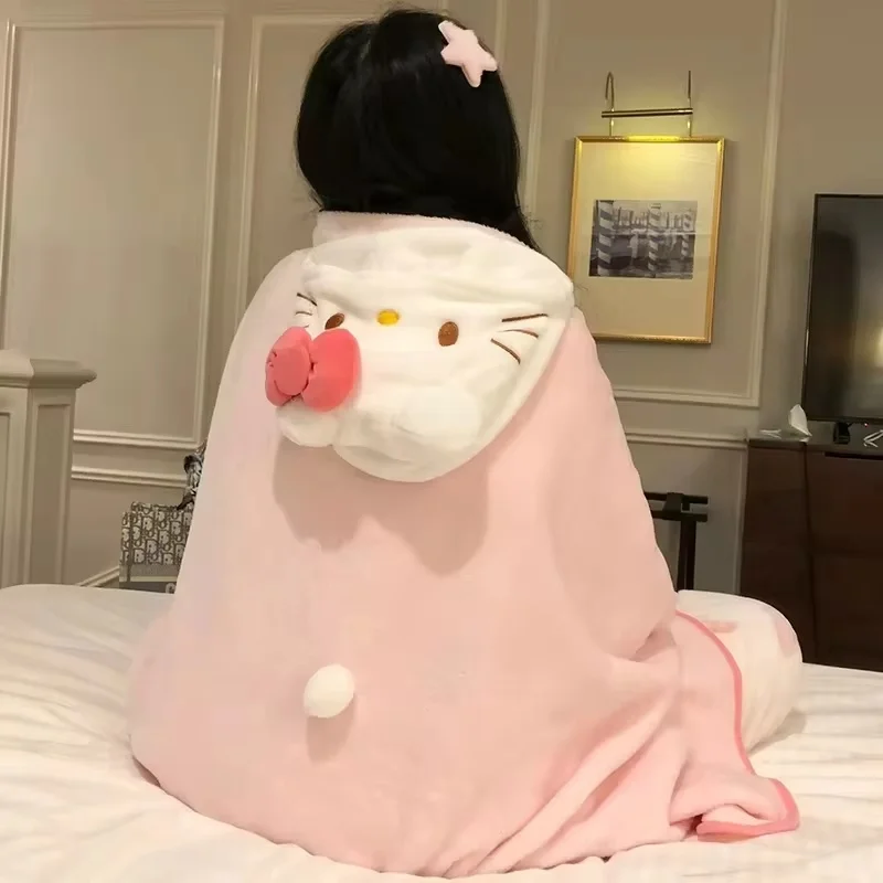 Hellokitty Klimaanlagen-Decke mit Kapuze, niedlicher Umhang, Studentenwohnheime, Bürodecke, Schal, Heimtextilien für Hausfrauen