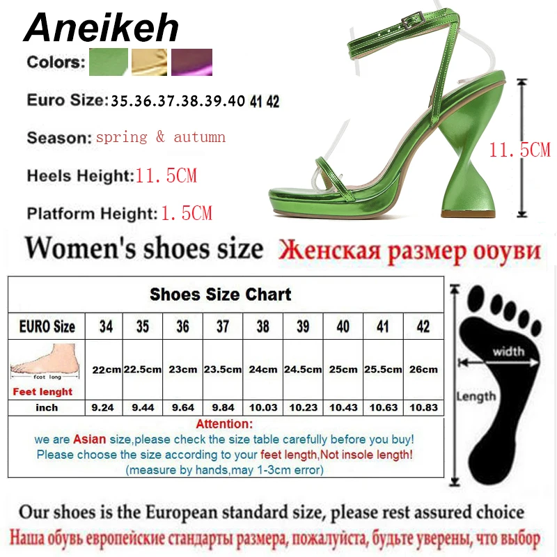 Aneikeh Sexy Ladies Elegant Purple Strange High Heels Waterproof Platform Sandals For Women Design Summer Party Dress Shoes