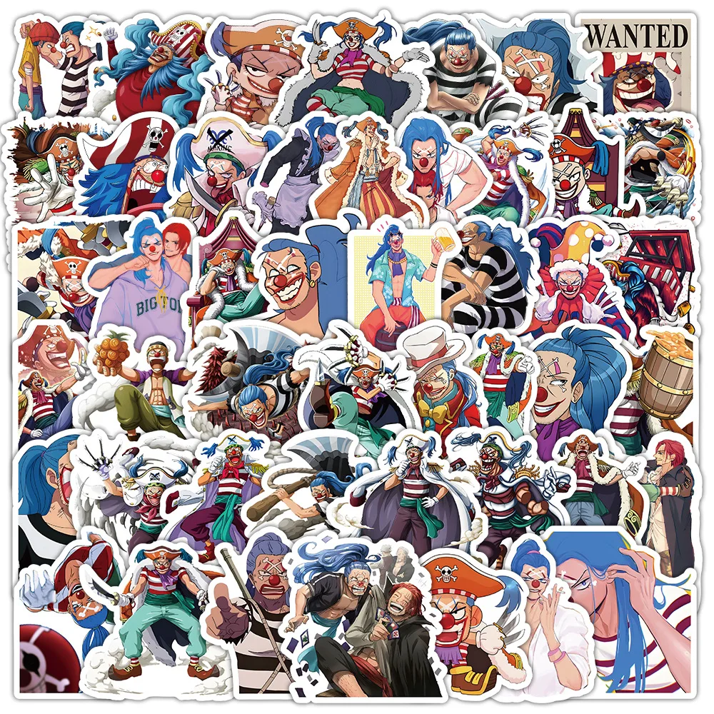 

10/30/53PCS Buggy Stickers Onepiece Animation Sticker Joker Cartoon Decal Funny Character Luggage Laptop Phone Guitar Skateboard