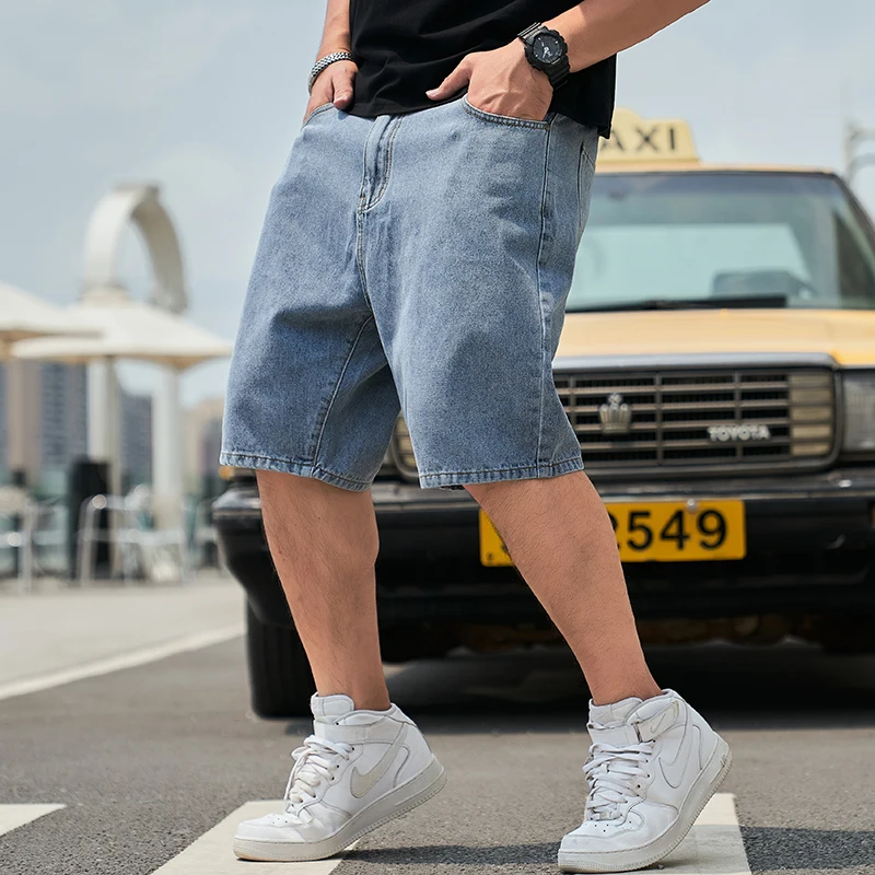 Plus Size Jeans Shorts for Men 32-48 Men\'s Loose Casual Short Pants Big Size Short Denim Pants 70-140kg