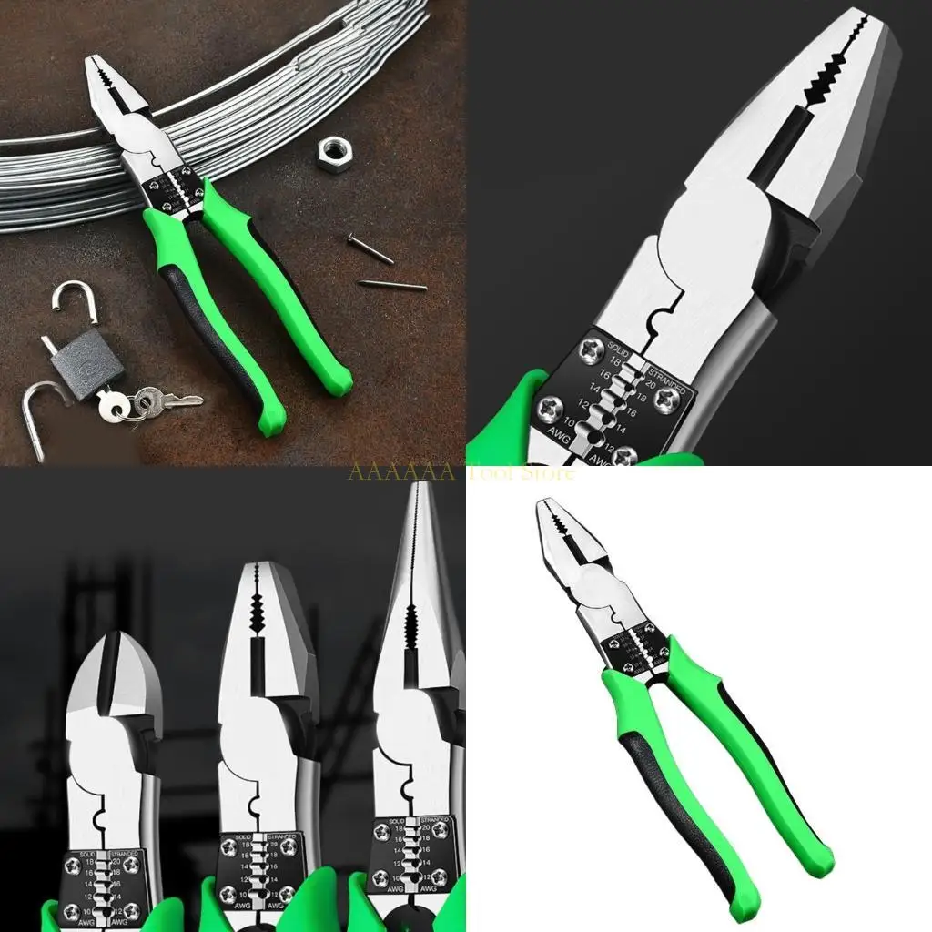 A2BE Electrical Wire Stripper Pliers Cable Stripping Crimping Cutter Hand Tool Portable Diagonal Plier Needle Nose Pliers