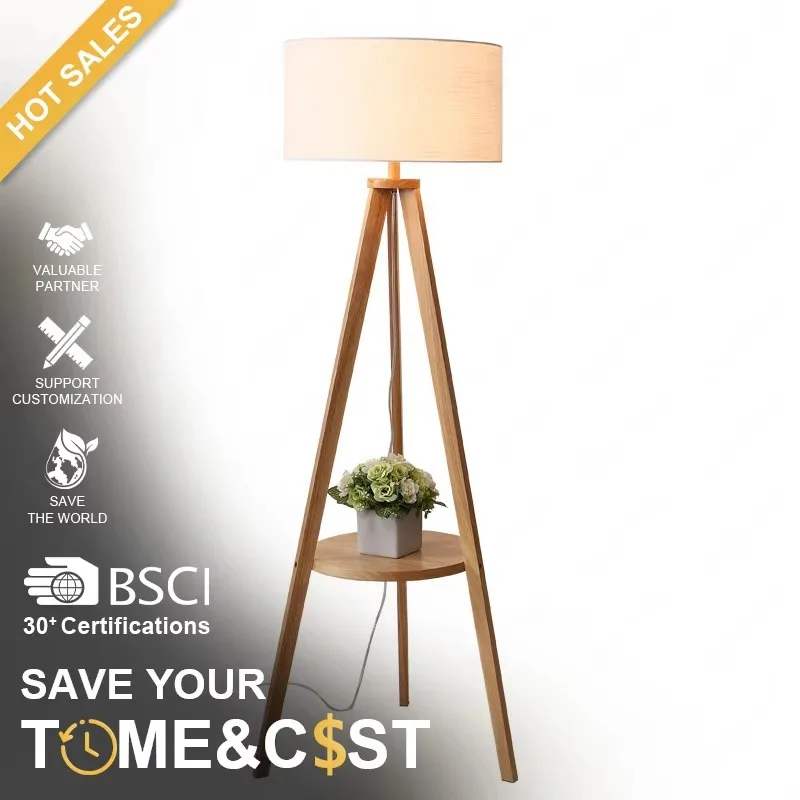 TOGETHER Modern Design Decoration Standing Light Linen Fabric Tripod Metal Floor Lamp For Hotel Reading Room Bedroom