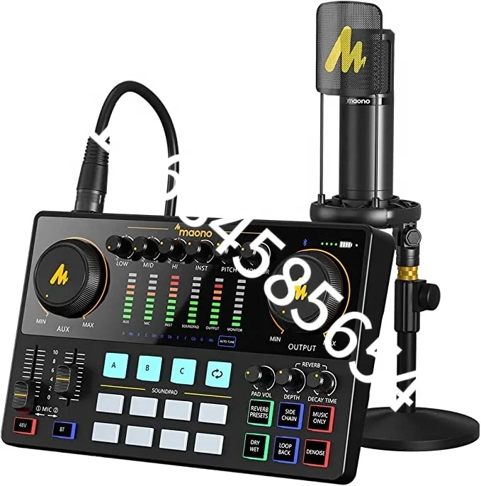 

All in One Podcast soundcard with XLR Condenser Microphone for Record Studio Recording Youtuber Streaming 48V Sound Cards
