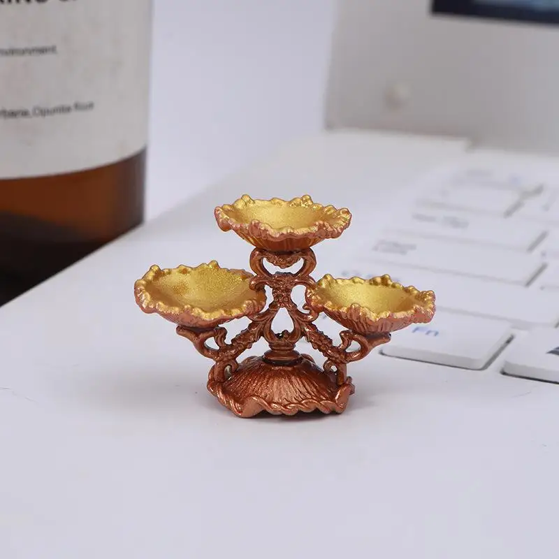 จานผลไม้จิ๋วสำหรับบ้านตุ๊กตา สไตล์เรโทรสุดหรู ของตกแต่งห้องนั่งเล่น ของเล่นจิ๋วสำหรับตกแต่งฉาก