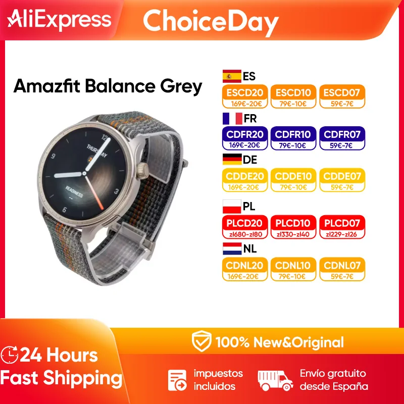 Amazfit Balance Smartwatch, Körperzusammensetzung, Schlaferholung, GPS, Alexa, Bluetooth, Anruf,