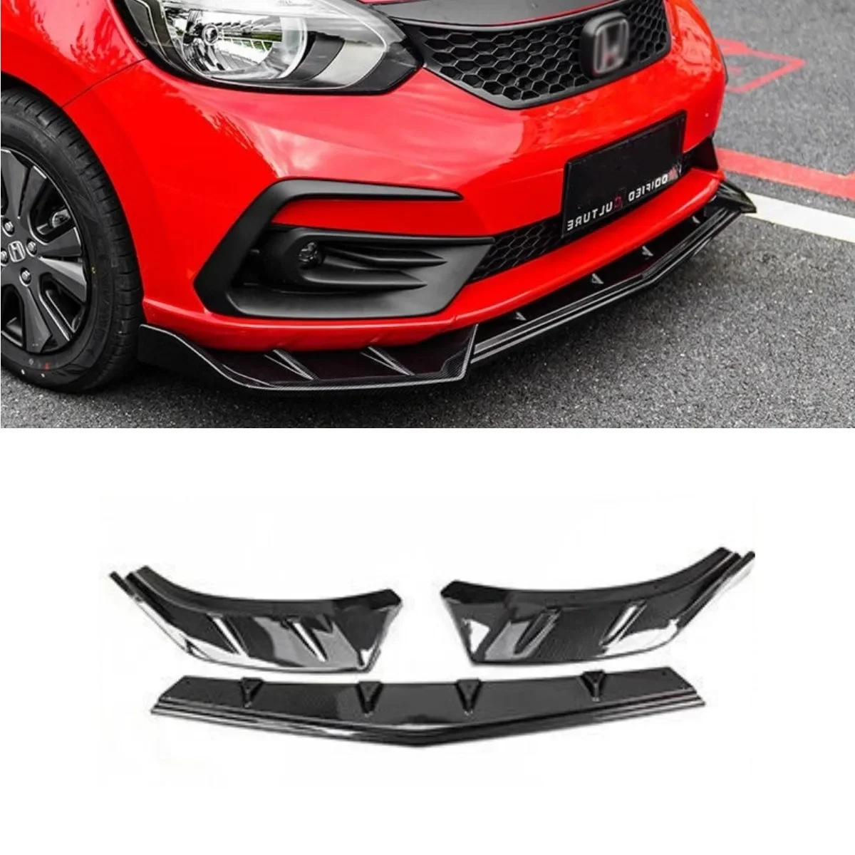 Car Front Bumper Lip Splitter Diffuser Spoiler Body Kit For Honda Fit 2021-2024 Bumper Guard RS style Protector Car Accessories