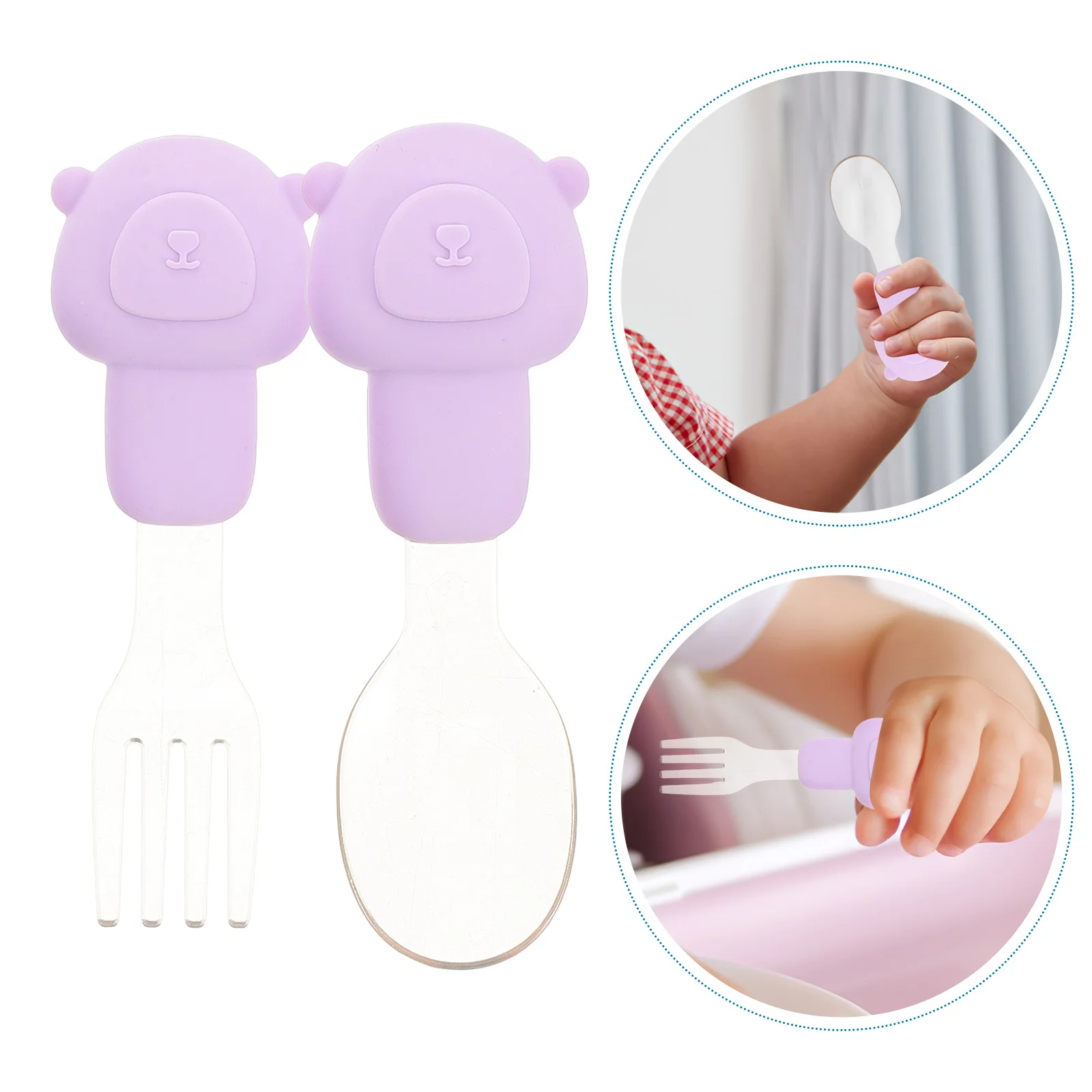 

1Set Silicone Spoon Fork for Toddlers Cute Korean Cartoon Design Baby Utensils Set Safe PP and Silicone Material Easy Clean