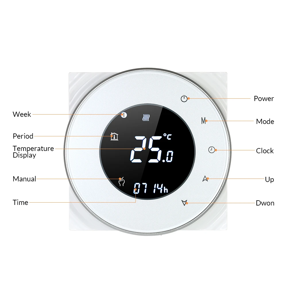 5A Programmable Water Heating Controller Temperature Regulator Thermostat Touchscreen LCD with Backlight Voice Control Function