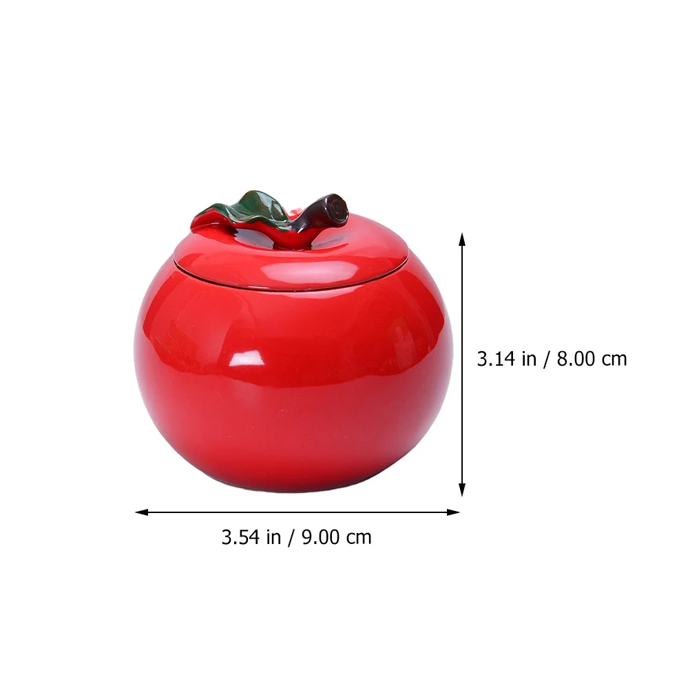 

1Pcs Moisture Proof Tea Storage Jar Ceramic Canister Shaped Red Apple Design Sealing Preservation Kitchen Decoration