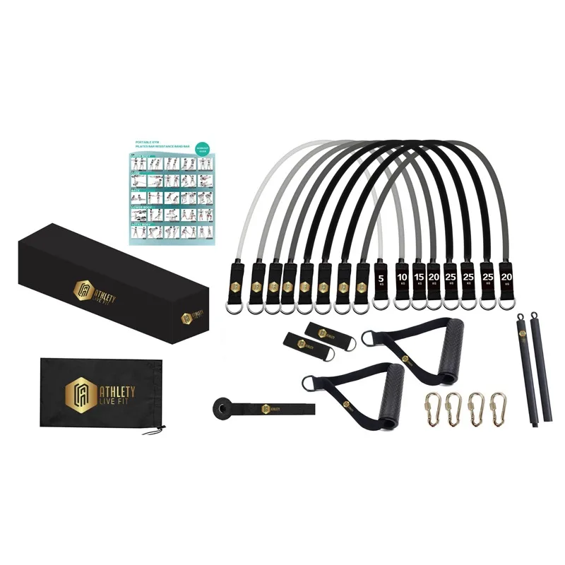 

Fitness Equipment Set Resistance Band Exercise Bar & Pilates Bar Kit Elastic Door Anchor Full Body Training