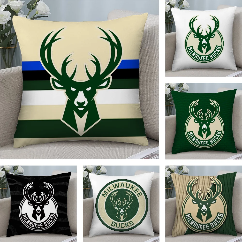 M-Milwaukee B-BucksS Pillow Case Plush Fabric Soft Double Sided Print Sofa Cushion Cover Throw Pillow Covers