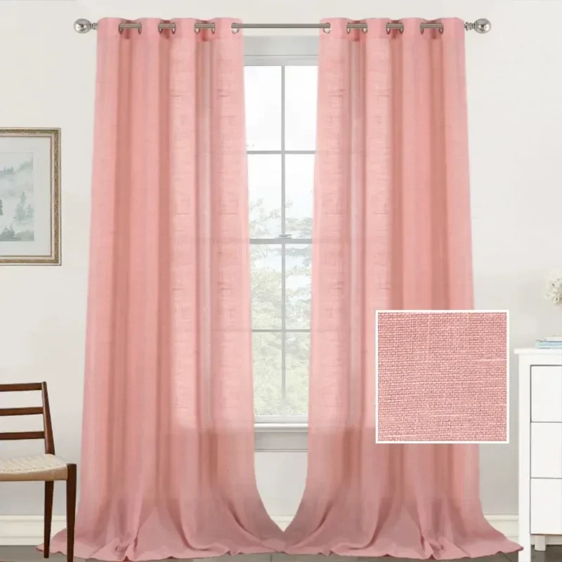 Best-selling Linen Window Screen Ring Modern Simple Pure Color Light Transmission Slightly Waterproof Luxury Curtain Custom Size