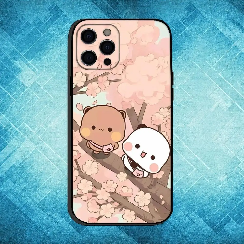 حافظة هاتف لطيفة BuBu D-DuDu لهاتف iPhone17,16,15,14,13,12,11 Plus، Pro Max غطاء أسود ناعم