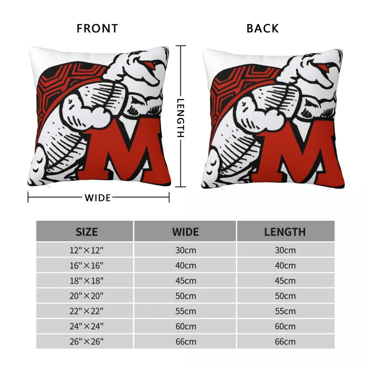 University Of Maryland Square Pillowcase Polyester Linen Velvet Pattern Zip Decor Pillow Case Car Cushion Cover Wholesale