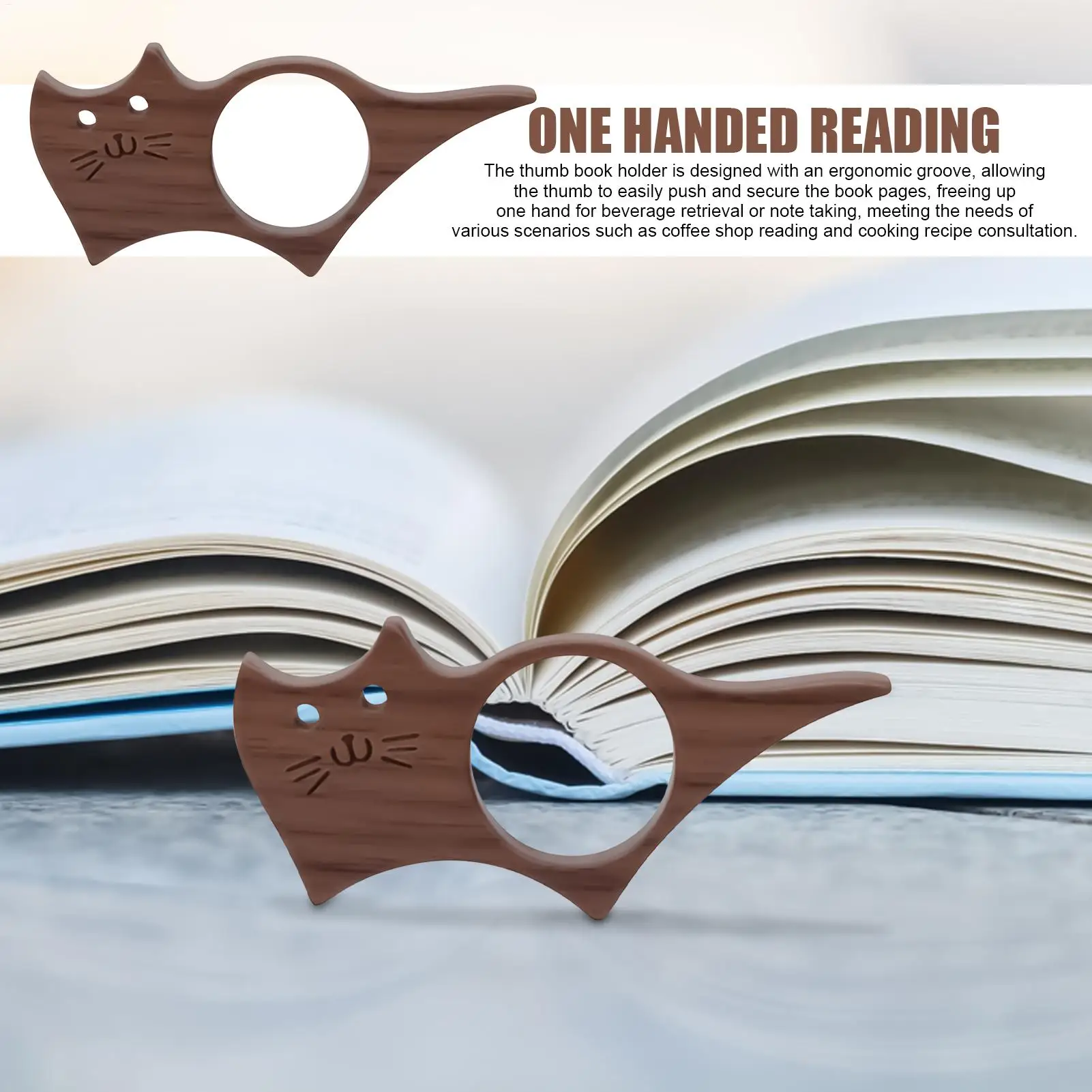 حامل صفحة كتاب الإبهام على شكل قطة حامل صفحة الإبهام مشبك محمول حلقة مرجعية خشبية لسرير الدراسة وكتاب الطبخ الجامعي والمطبخ
