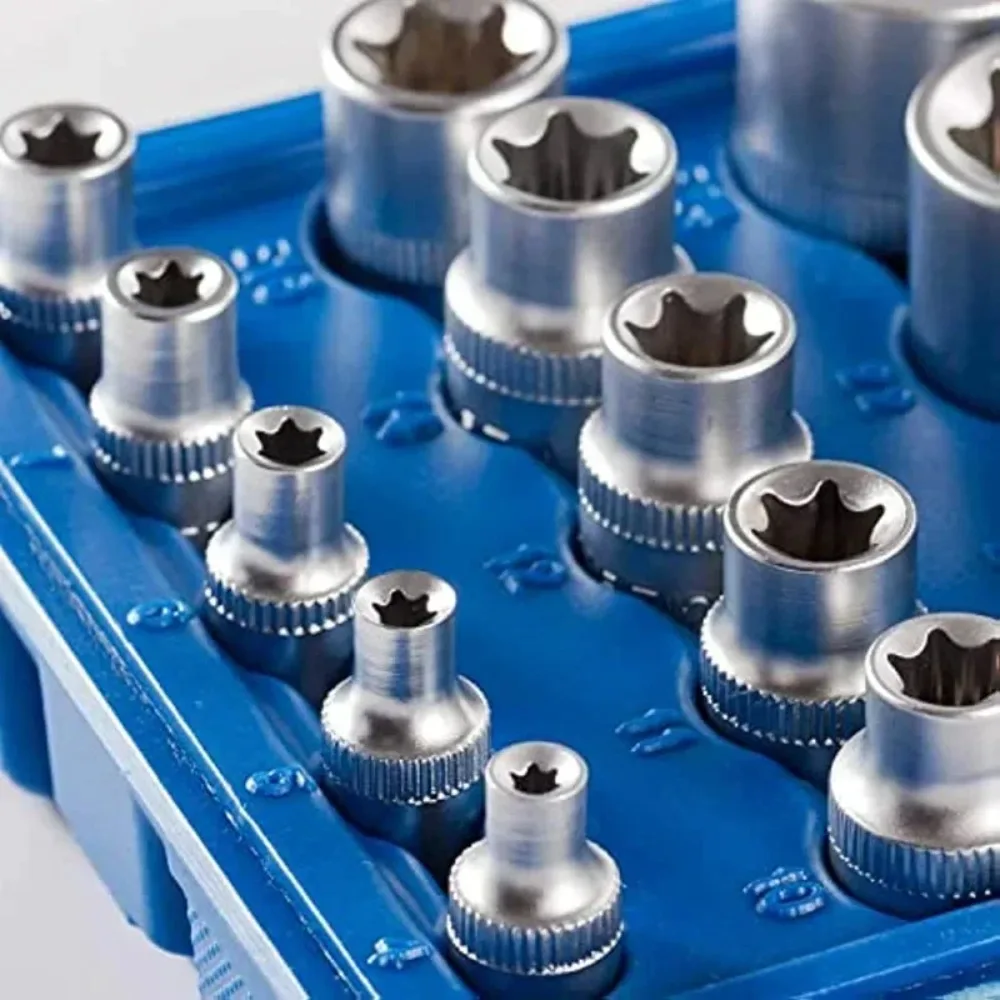 Innengewinde E-Torx Star Steckschlüsselsatz mit Koffer 1/4, 3/8, 1/2 Zoll. Drive External Star Steckschlüsselsatz E4-E24 Drehmomentsteckschlüsselsatz – Detail 4