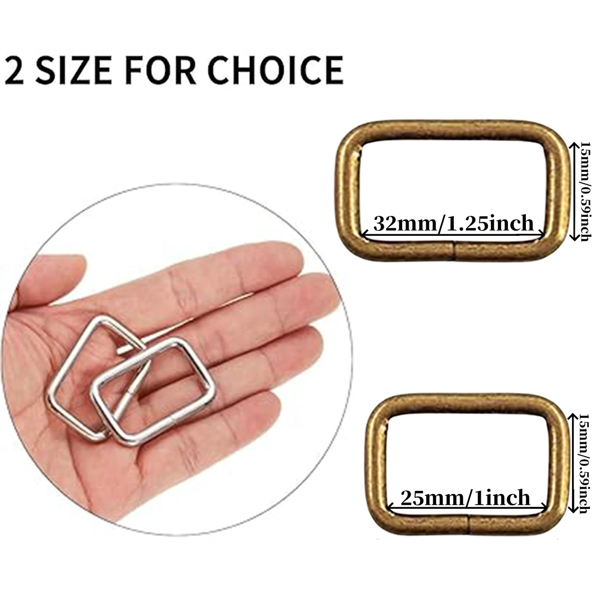28 Pcs Heavy Duty Rectangle Ring, Webbing Belts Buckle Metal Rings For Belt Bags DIY Accessories Keychains Belts and Dog Leash