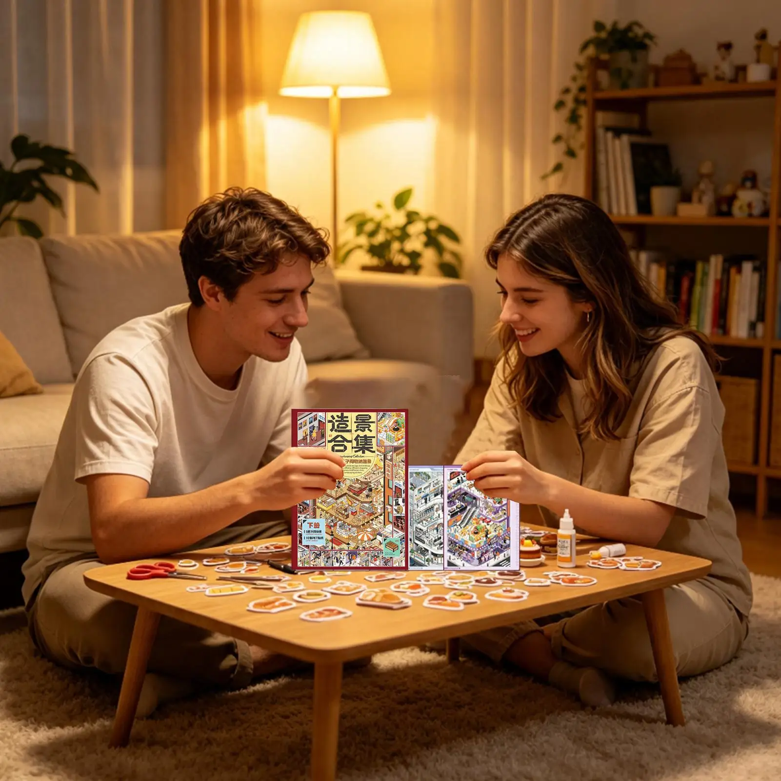 2026 new Miniature Scene Collection 10.0 Diorama Sticker Book, 3D House & City Grid Stickers for Journal Scrapbooking DIY
