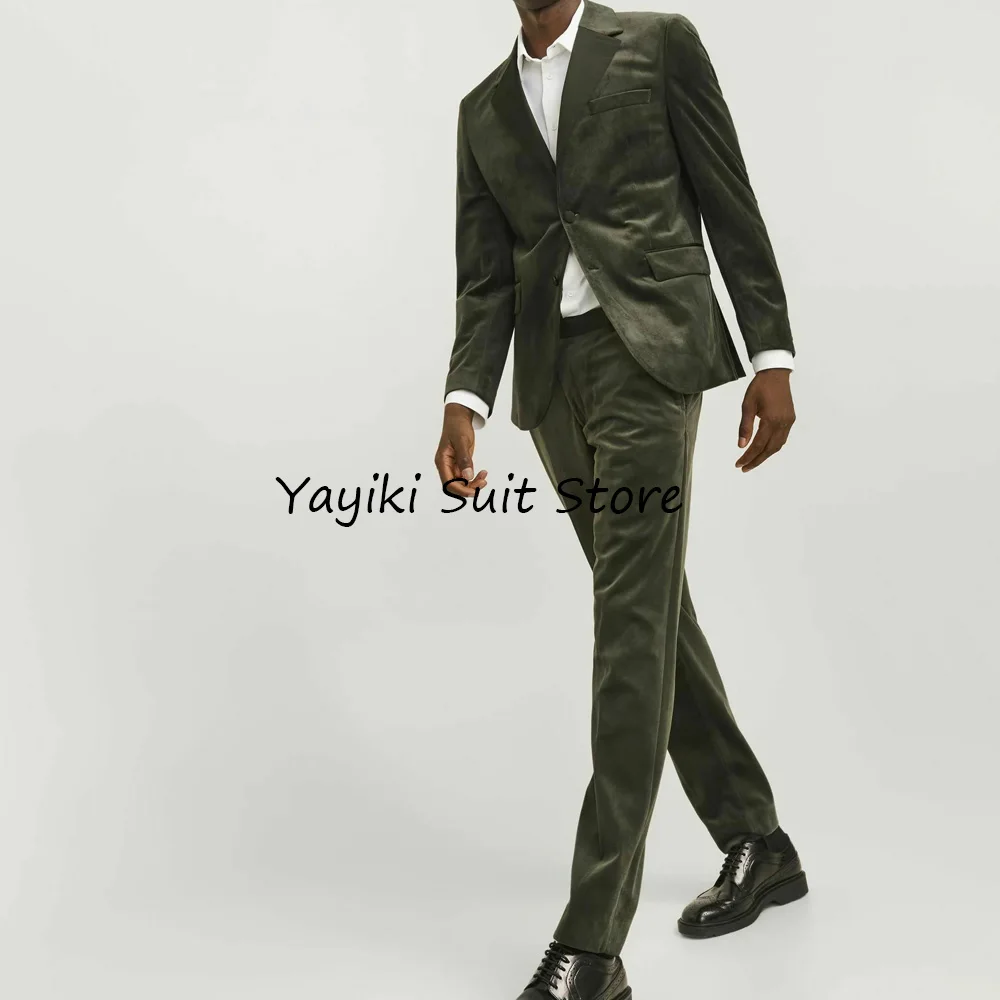 

Мужской костюм, классический мужской костюм, лоскутный воротник, два пуговицы, элегантные костюмы, бархатный мужской полный комплект, модный пиджак, одежда