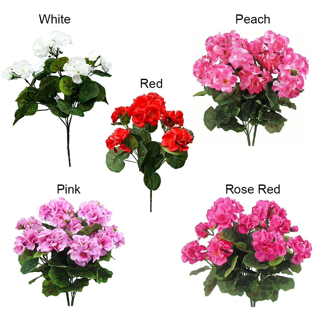 2/4 Stück 12,6 Zoll Künstliche Pflanze Seiden-Begonien-Blume Geranien UV-Beständig Vliesstoff Kunstblumen für Garten Bonsai Blumendekoration – Detail 16
