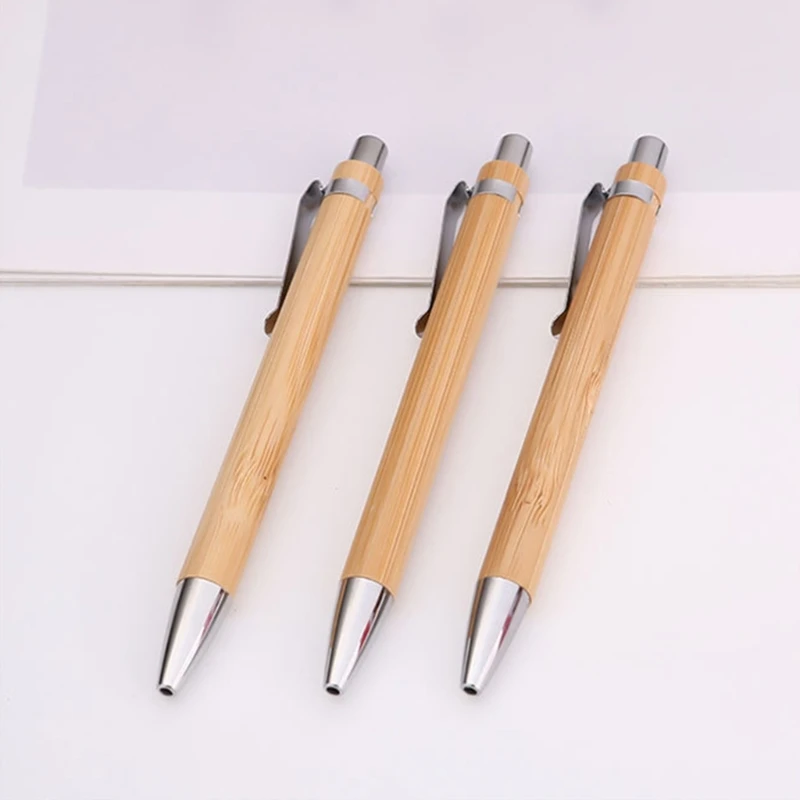 10 × قلم توقيع 0.5 مم قلم حبر جاف قابل للسحب من الخيزران للطلاب