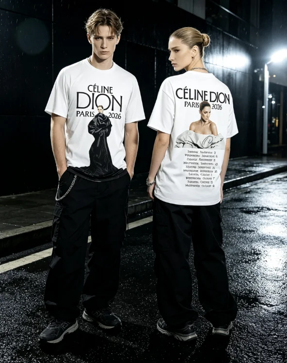 Celine Dion Paris 2026 Fan Tour Gift T-shirt Family Matching 2026 Summer  Fashion  Pop Music Streetwear Hip Hop Tees