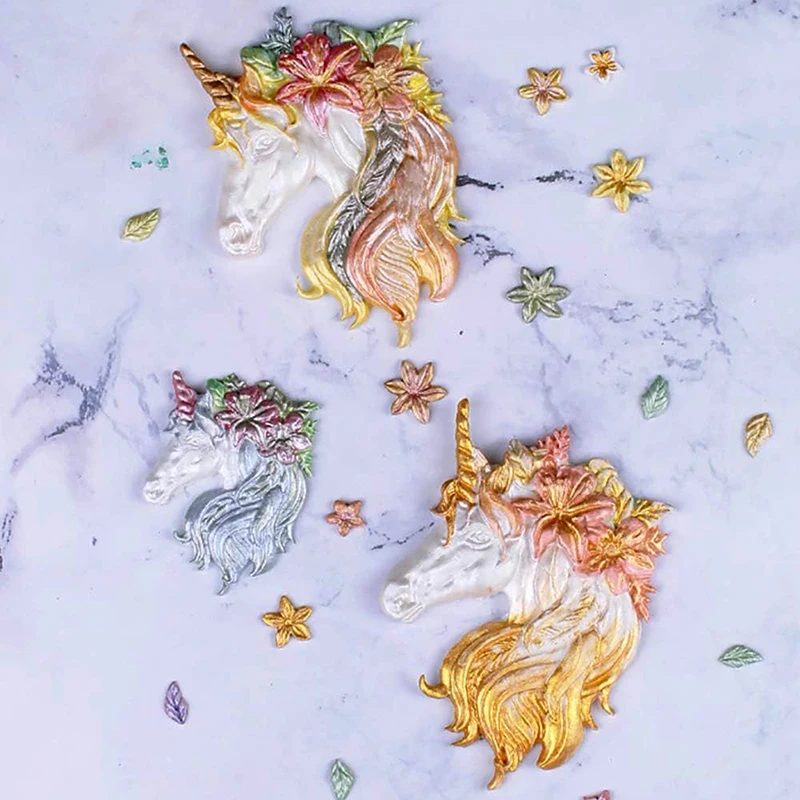 Unicorn Fondant Silicone Mold For Cake Decoration Cupcake Topper Chocolate Gum Paste Polymer Clay Resin Expory Kitchen Baking