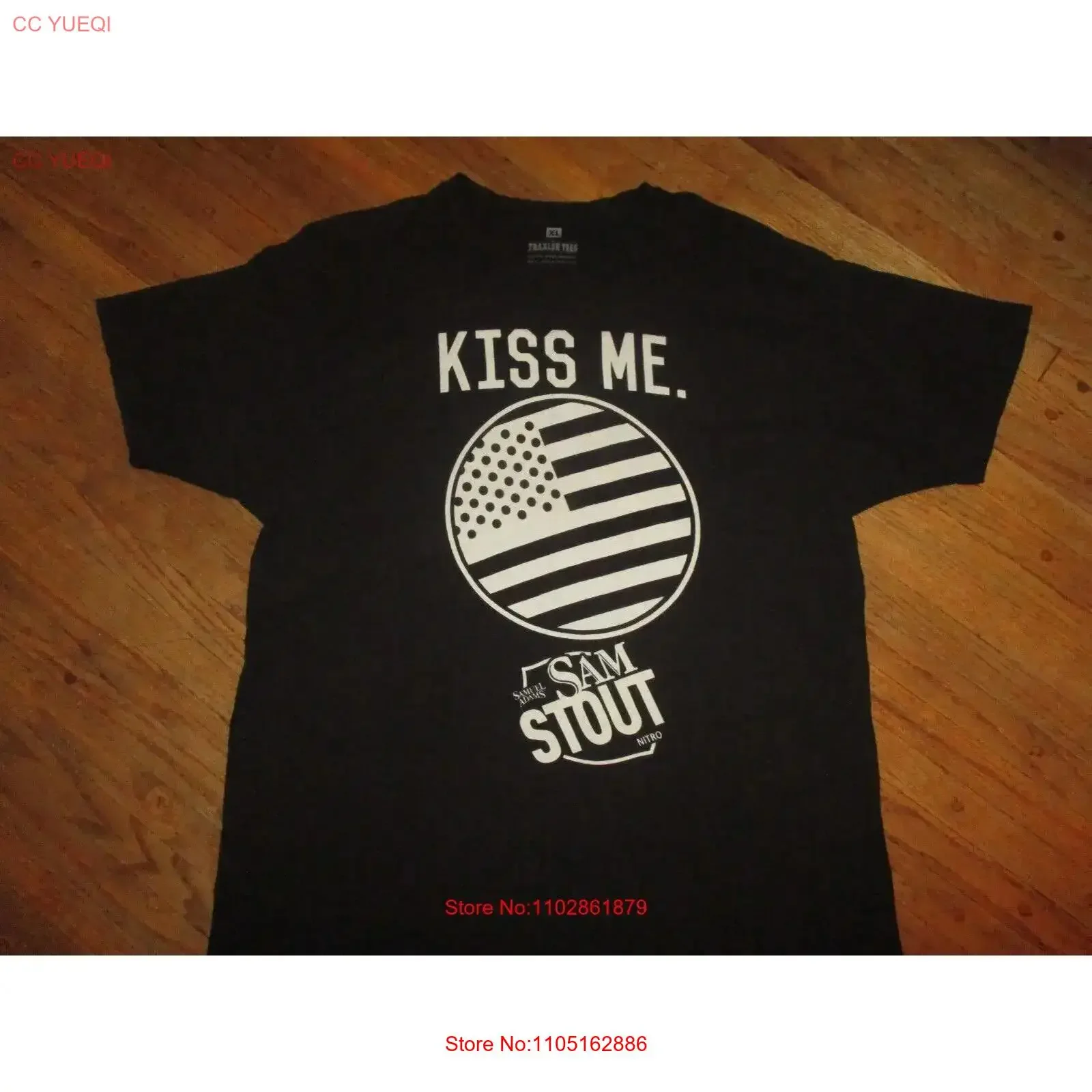 CAMISETA SAMUEL ADAMS SAM STOUT Kiss Me Beer America hace el día de San Patricio XL vintage lavado estirado streetwear elegante