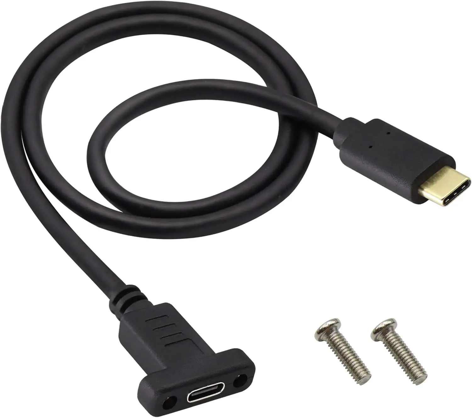 Type C  Extension Cable 4K&60hz 10Gbps USB 3.1Type C Male to Female Screw Panel Mount Cable,Supports Fast Charging,4K HD Vedio