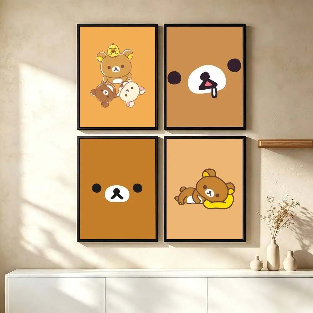 R-Rilakkuma Cute Japanese Kawaii  Poster High Quality Dorm Living Room Aesthetic Wall Decoration Painting Stickers Gift