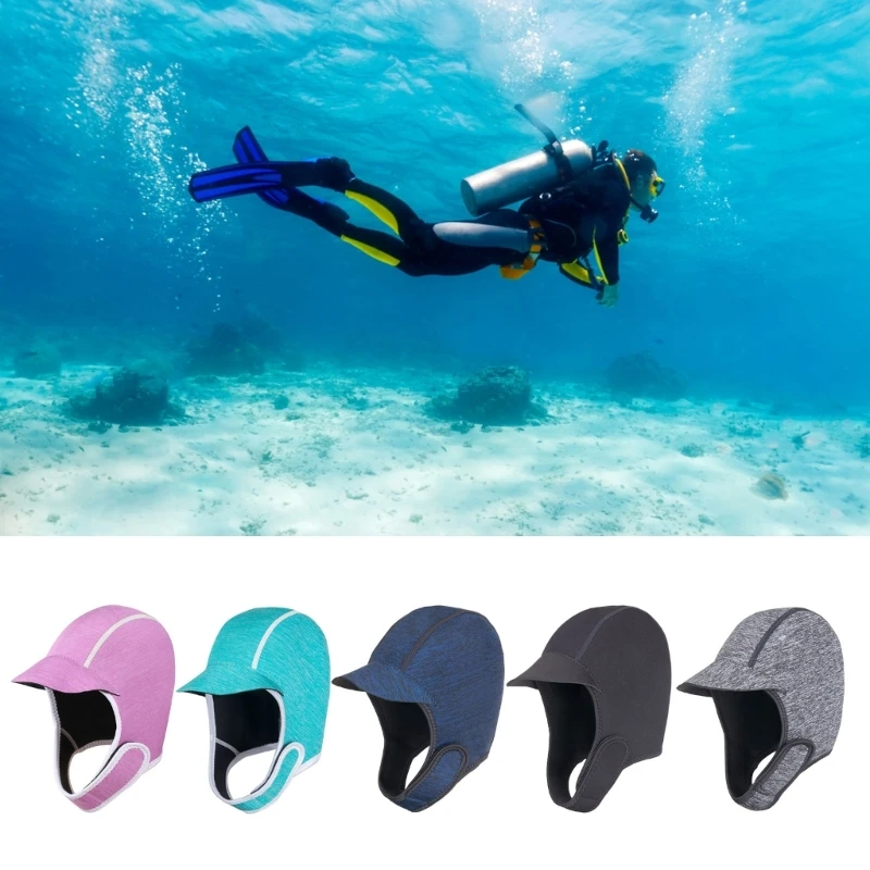 Swimming Cap 2mm Neoprene Diving Cap Headgear Thermal Wetsuit Hood Cap for-Kayak