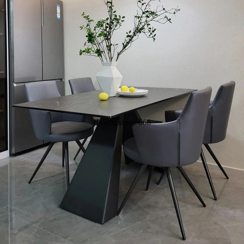 Italian minimalist luxury stone large flat rectangular marble dining table