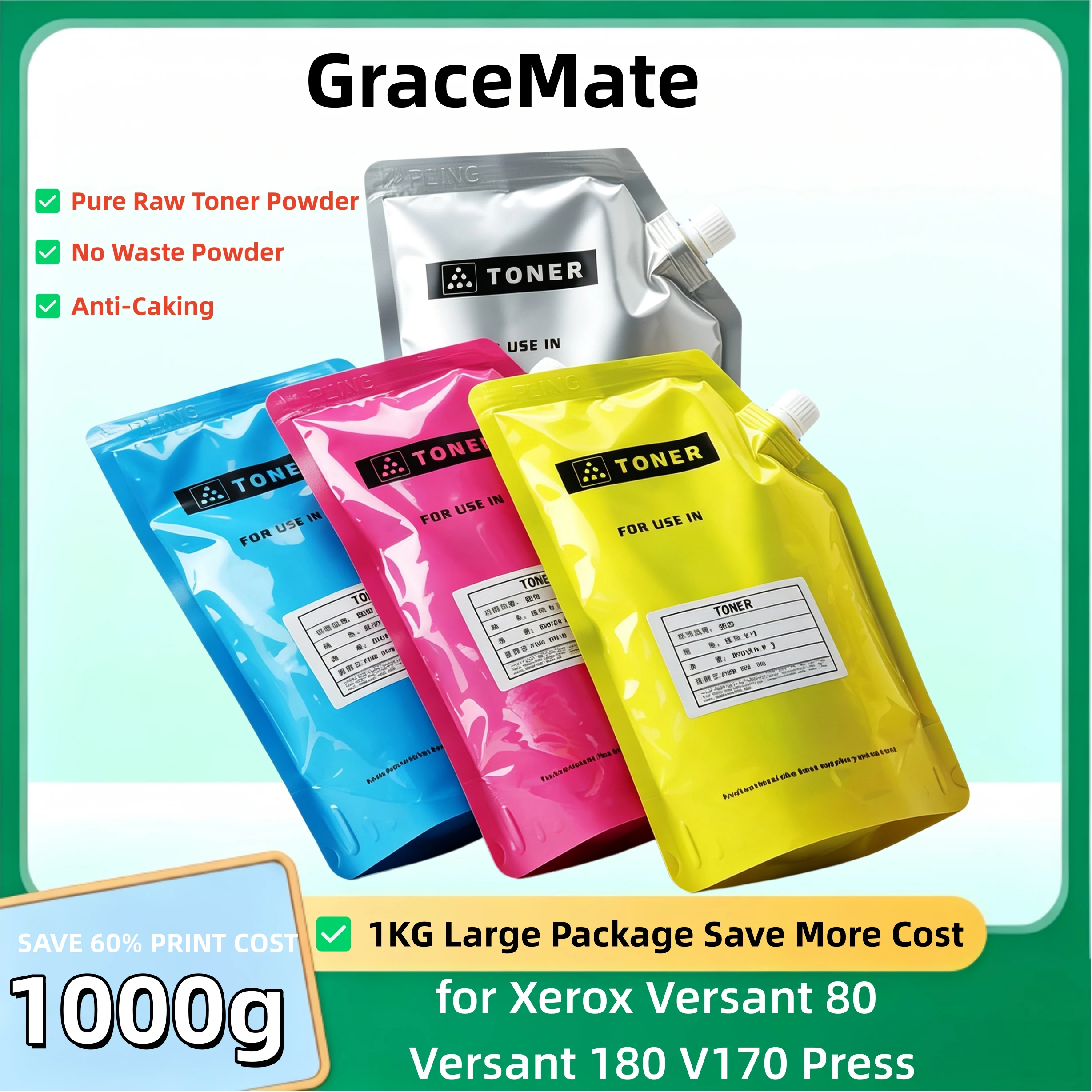 GraceMate 1KG Color Refill Toner Powder for Xerox Versant V80 V180 V280 V170 Press CT202292