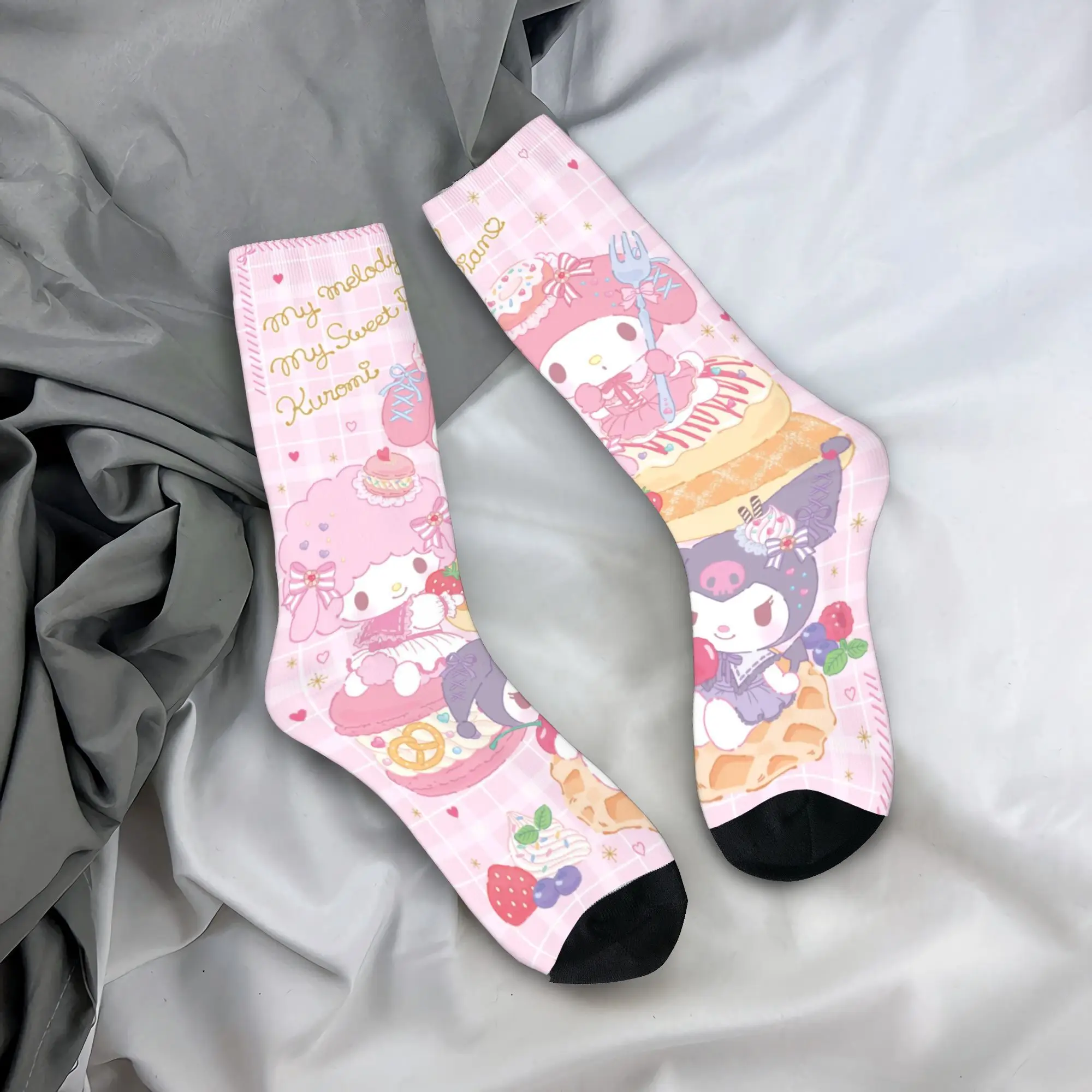 

Модные спортивные носки My Melody Kuromi в стиле аниме, длинные носки из полиэстера для унисекс, впитывающие пот